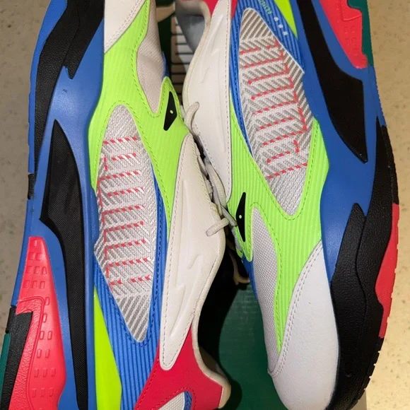 Puma RS-Fast Dazed Men's Sneaker White Bluemazin Green Blue Red size 12